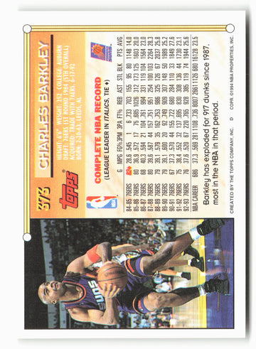1993-94 Topps #373 Charles Barkley NM 2