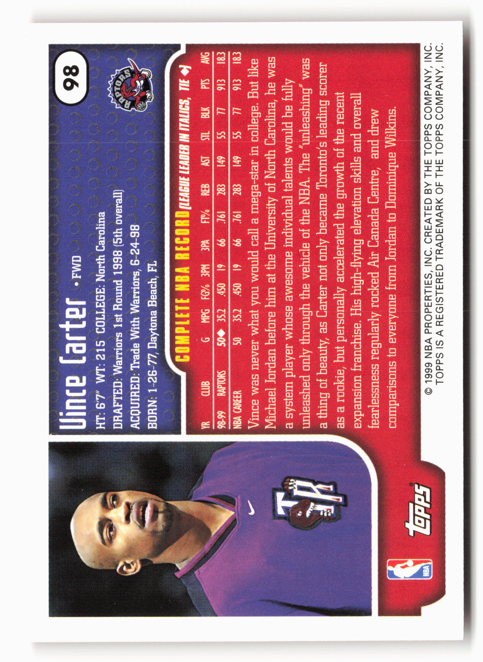 1999-00 Topps #98 Vince Carter