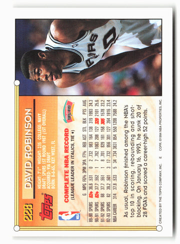 1993-94 Topps #228 David Robinson