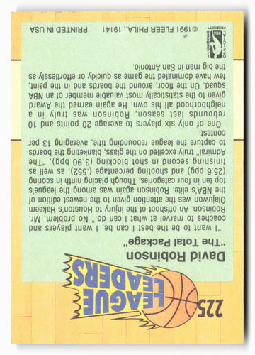 1991-92 Fleer #225 David Robinson