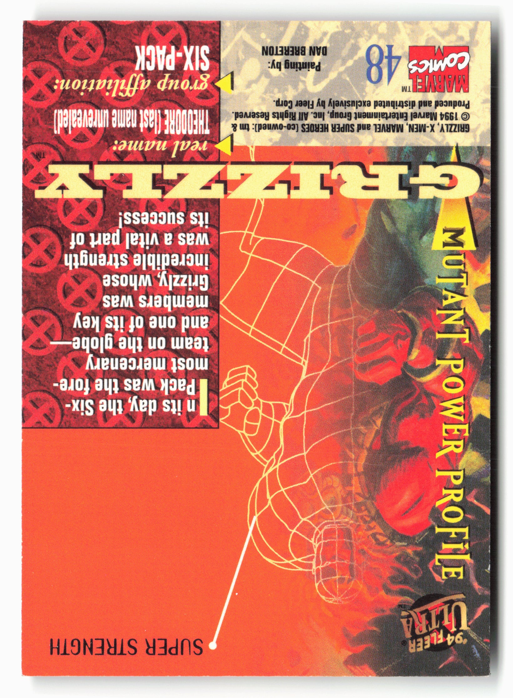 1994 Ultra X-Men #48 Grizzly