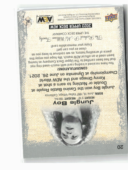 2022 Upper Deck AEW #20 Jungle Boy Mat Relics Gold