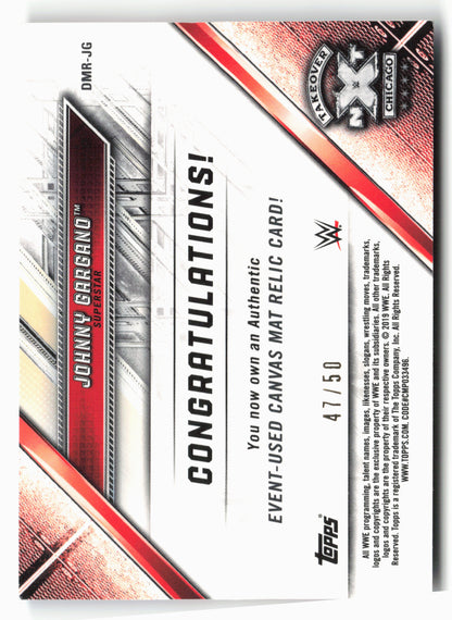 2019 Topps WWE RAW #DMR-JG Johnny Gargano Mat Relics Blue