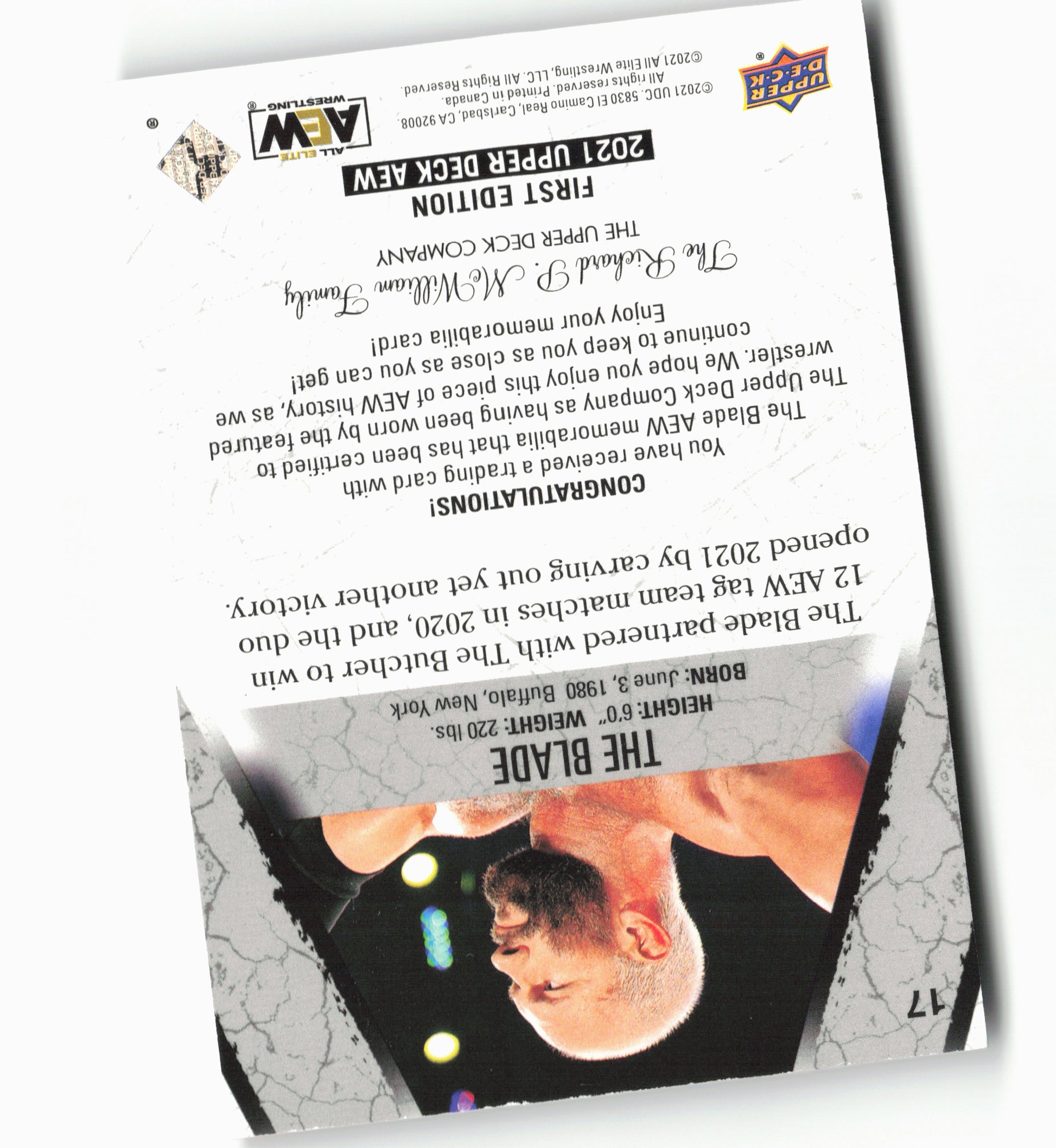 2021 Upper Deck AEW #17 The Blade Memorabilia