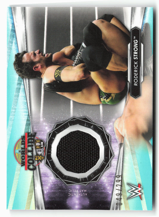 2021 Topps WWE #MR-RS Roderick Strong Mat Relics Aqua