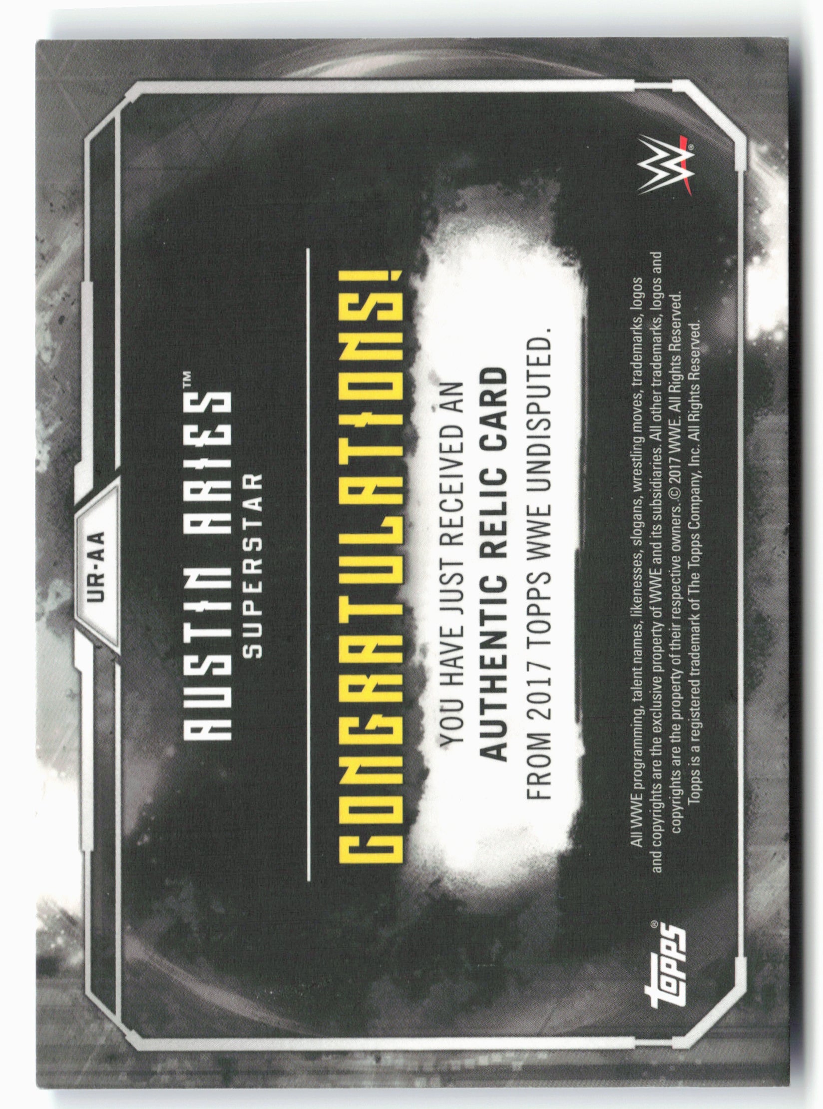 2017 Topps WWE Undisputed #UR-AA Austin Aries Relics