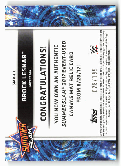 2018 Topps WWE #SMR-BL Brock Lesnar SummerSlam 2017 Mat Relics Bronze