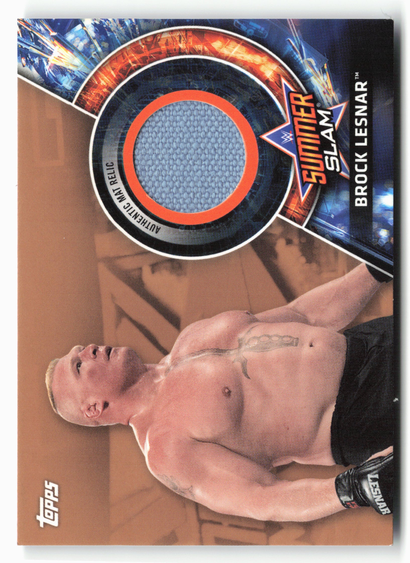 2018 Topps WWE #SMR-BL Brock Lesnar SummerSlam 2017 Mat Relics Bronze