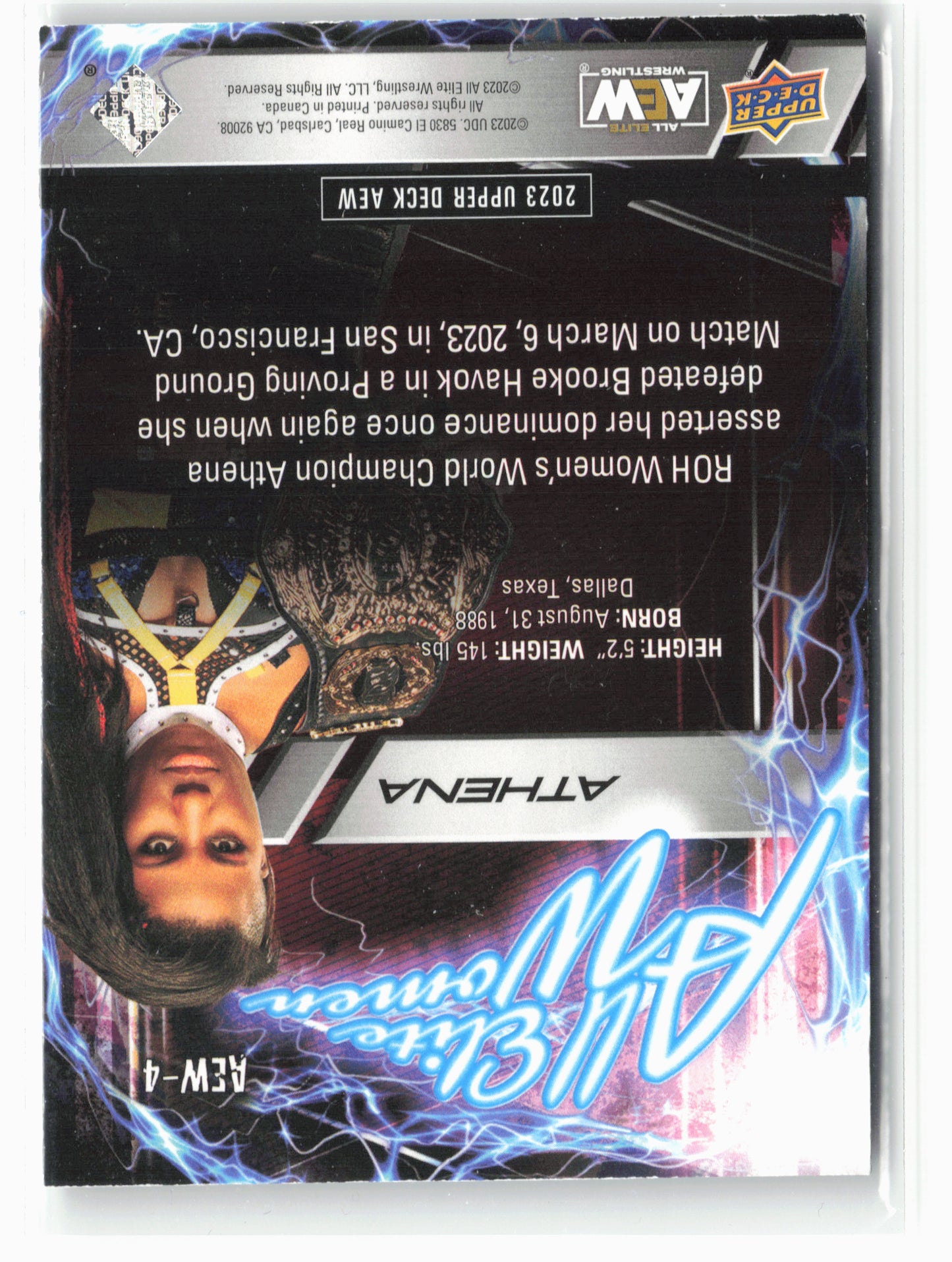 2023 Upper Deck AEW #AEW-4 Athena All Elite Women Silver Foil