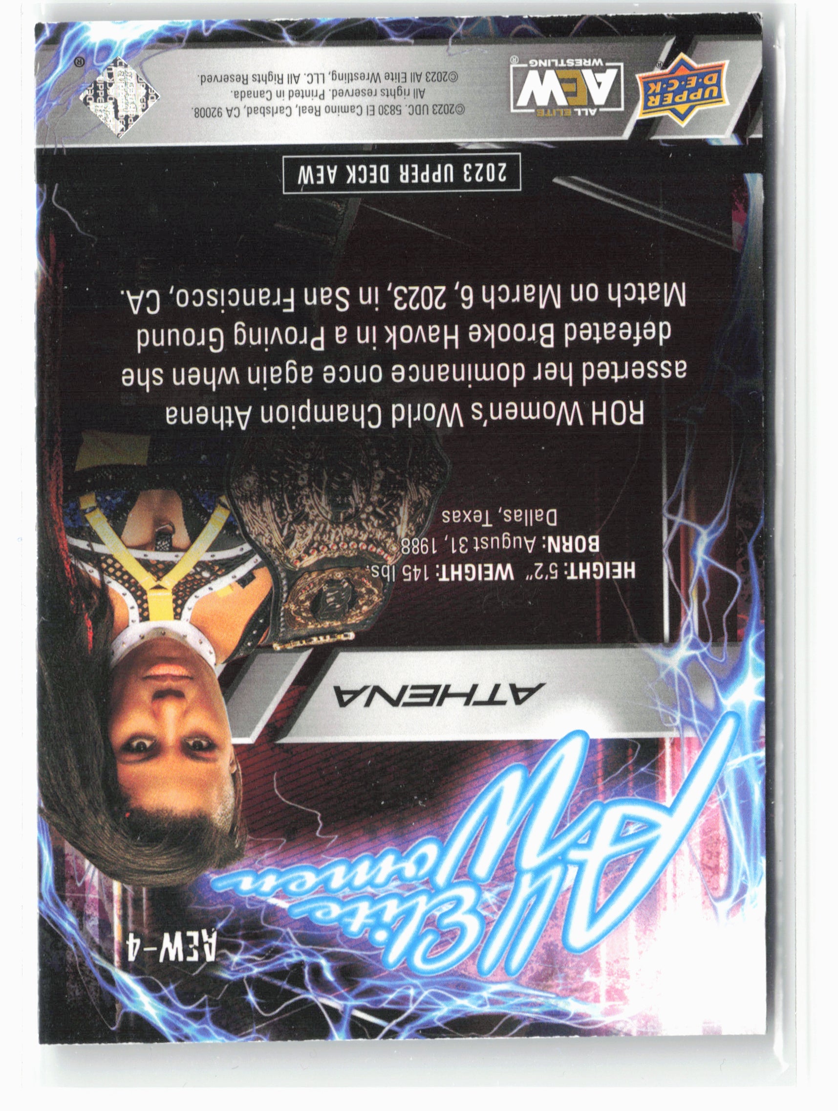 2023 Upper Deck AEW #AEW-4 Athena All Elite Women Silver Foil