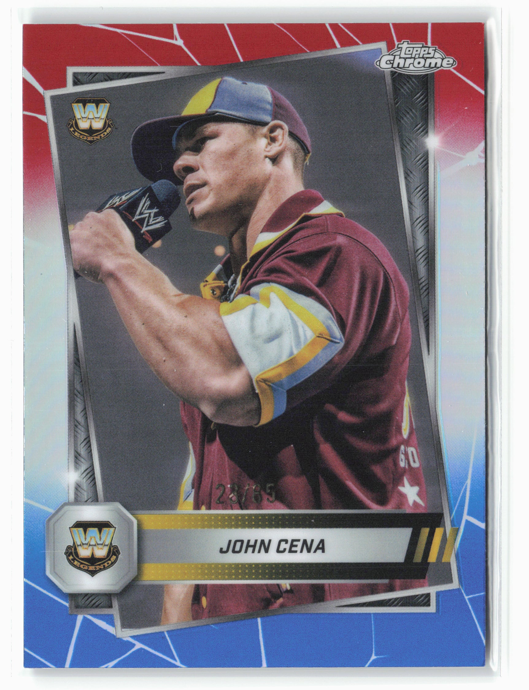 2025 Topps Chrome WWE #16 John Cena Red, White, & Blue Refractor