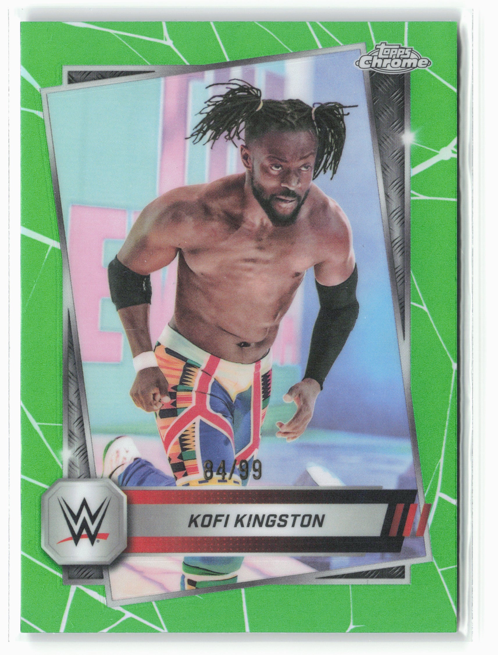 2025 Topps Chrome WWE #166 Kofi Kingston Green Refractor