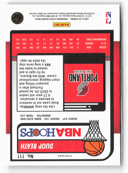 2023-24 Panini Premium Stock #111 Duop Reath Ice Prizm NM