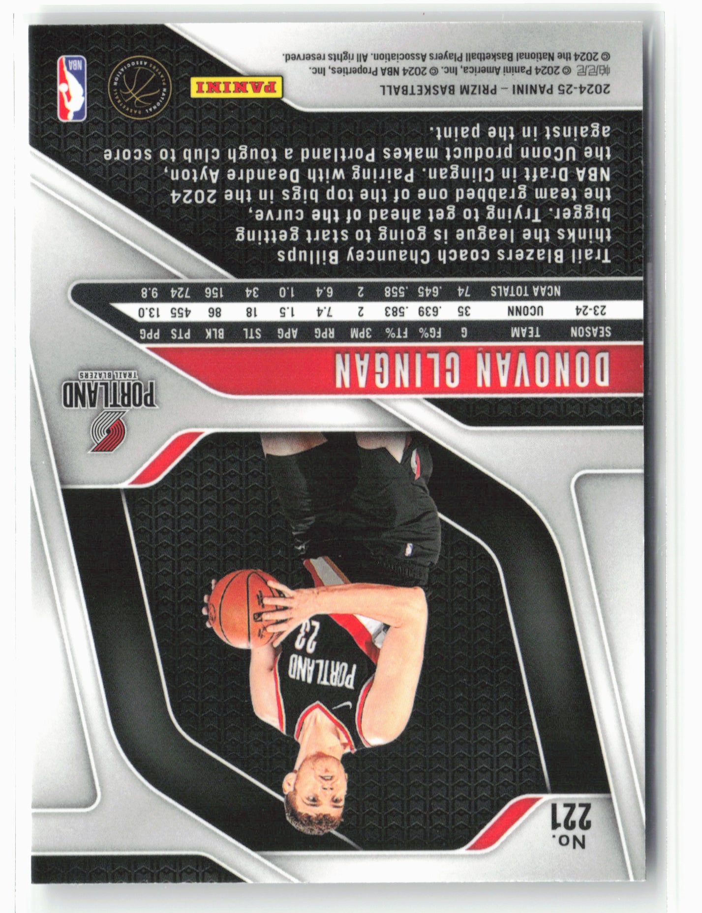 2024-25 Panini Prizm #221 Donovan Clingan NM