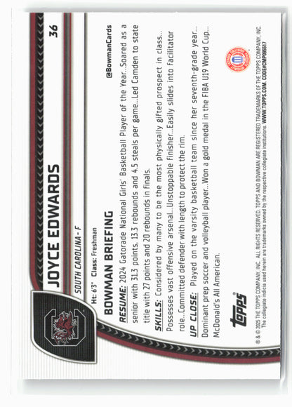 2024-25 Bowman University Chrome #36 Joyce Edwards