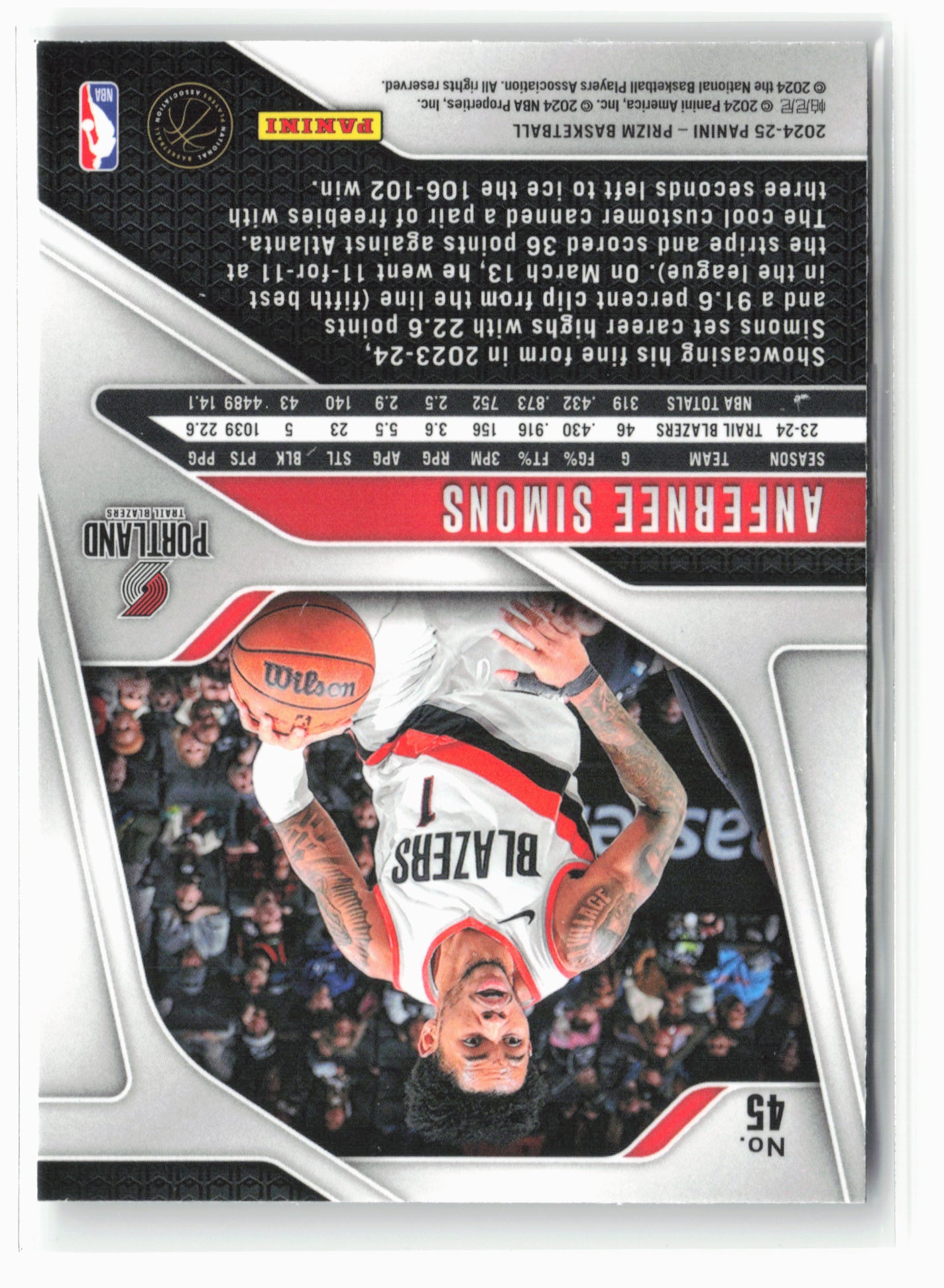 2024-25 Panini Prizm #45 Anfernee Simons NM