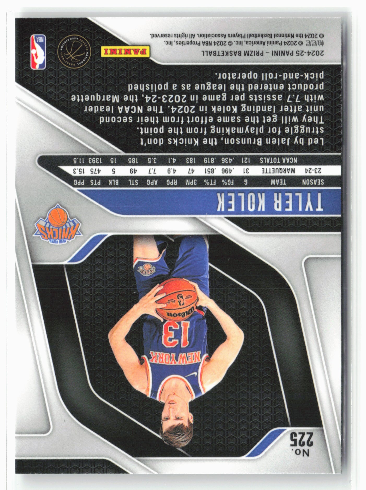 2024-25 Panini Prizm #225 Tyler Kolek NM