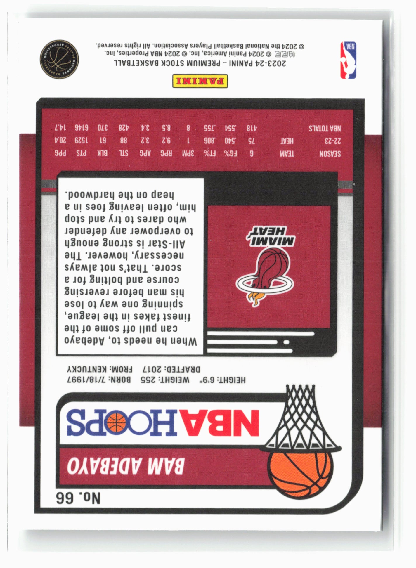 2023-24 Panini Premium Stock #66 Bam Adebayo NM