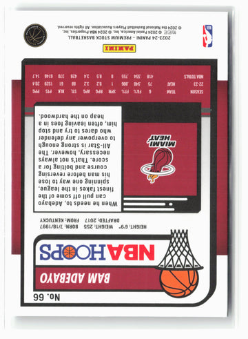 2023-24 Panini Premium Stock #66 Bam Adebayo NM