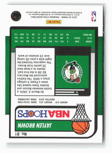 2023-24 Panini Premium Stock #81 Jaylen Brown NM