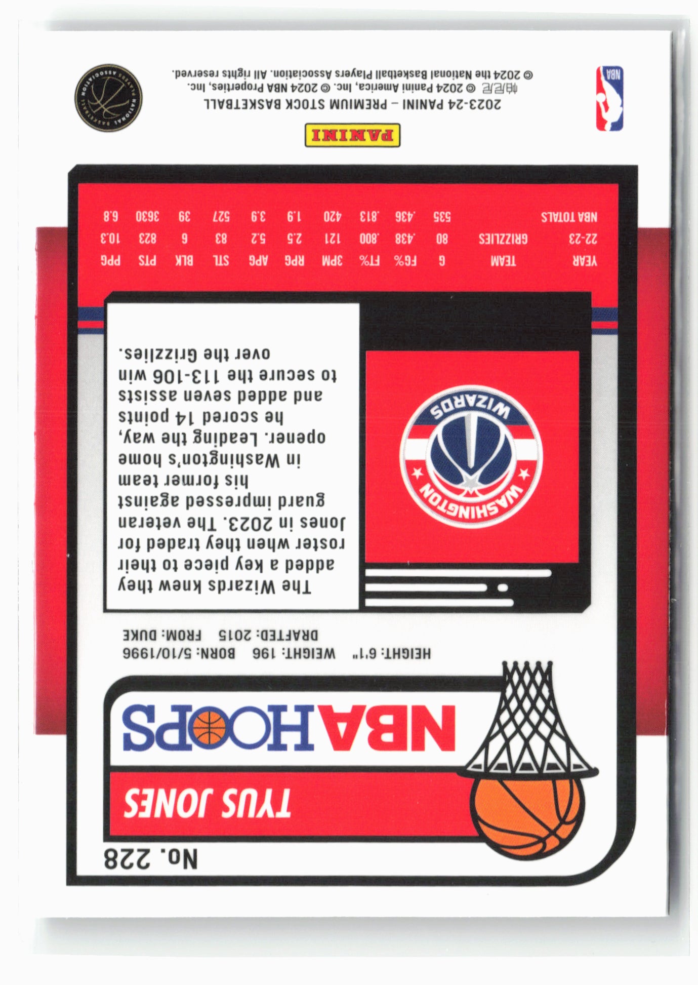 2023-24 Panini Premium Stock #228 Tyus Jones NM