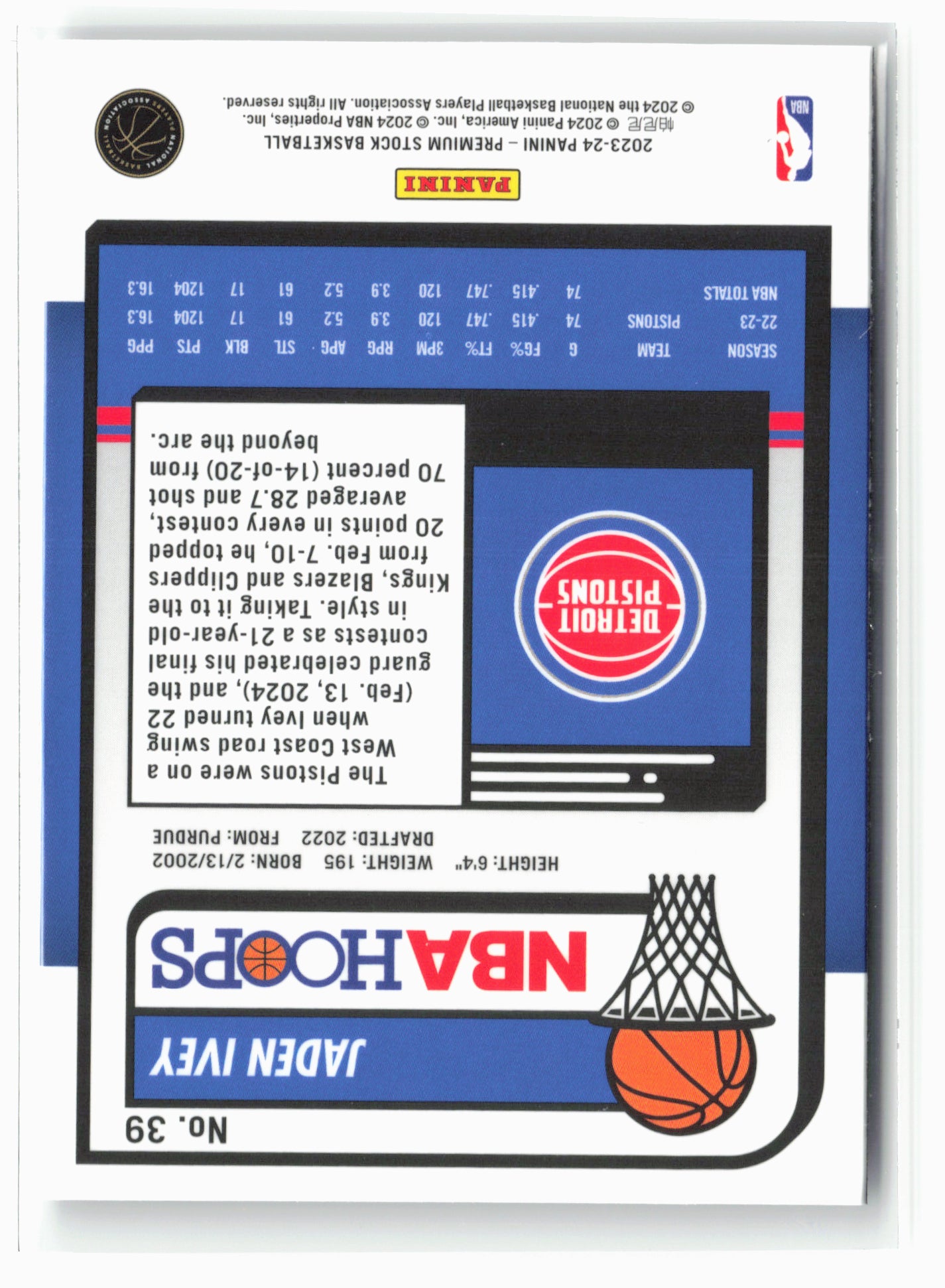 2023-24 Panini Premium Stock #39 Jaden Ivey NM