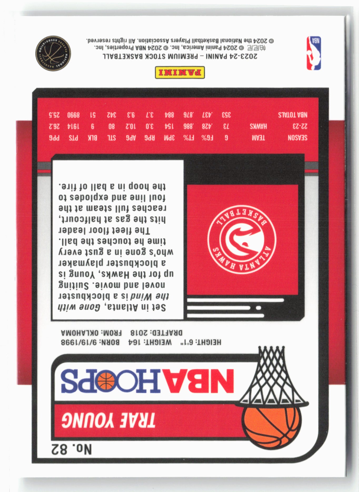 2023-24 Panini Premium Stock #82 Trae Young NM