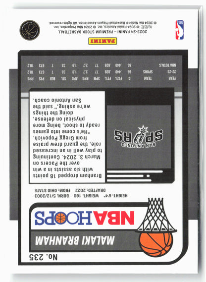 2023-24 Panini Premium Stock #235 Malaki Branham NM