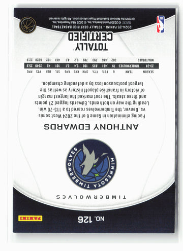 2024-25 Panini Totally Certified #126 Anthony Edwards