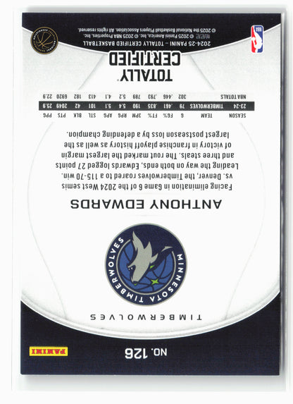 2024-25 Panini Totally Certified #126 Anthony Edwards