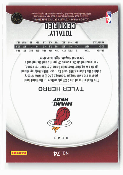 2024-25 Panini Totally Certified #74 Tyler Herro
