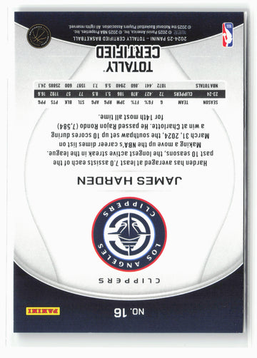 2024-25 Panini Totally Certified #16 James Harden