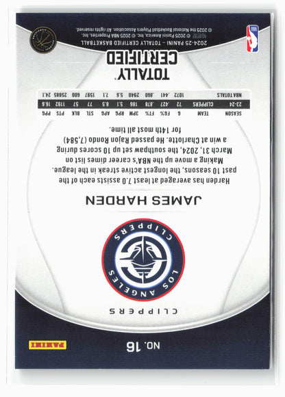 2024-25 Panini Totally Certified #16 James Harden