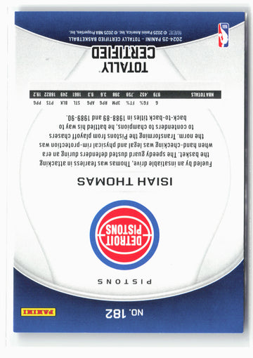 2024-25 Panini Totally Certified #182 Isiah Thomas