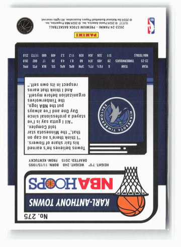 2023-24 Panini Premium Stock #275 Karl-Anthony Towns NM