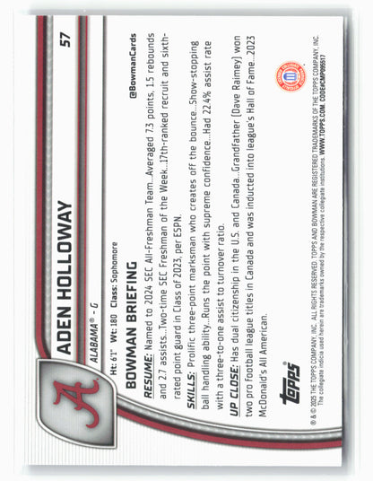 2024-25 Bowman University Chrome #57 Aden Holloway Purple Lava Refractor