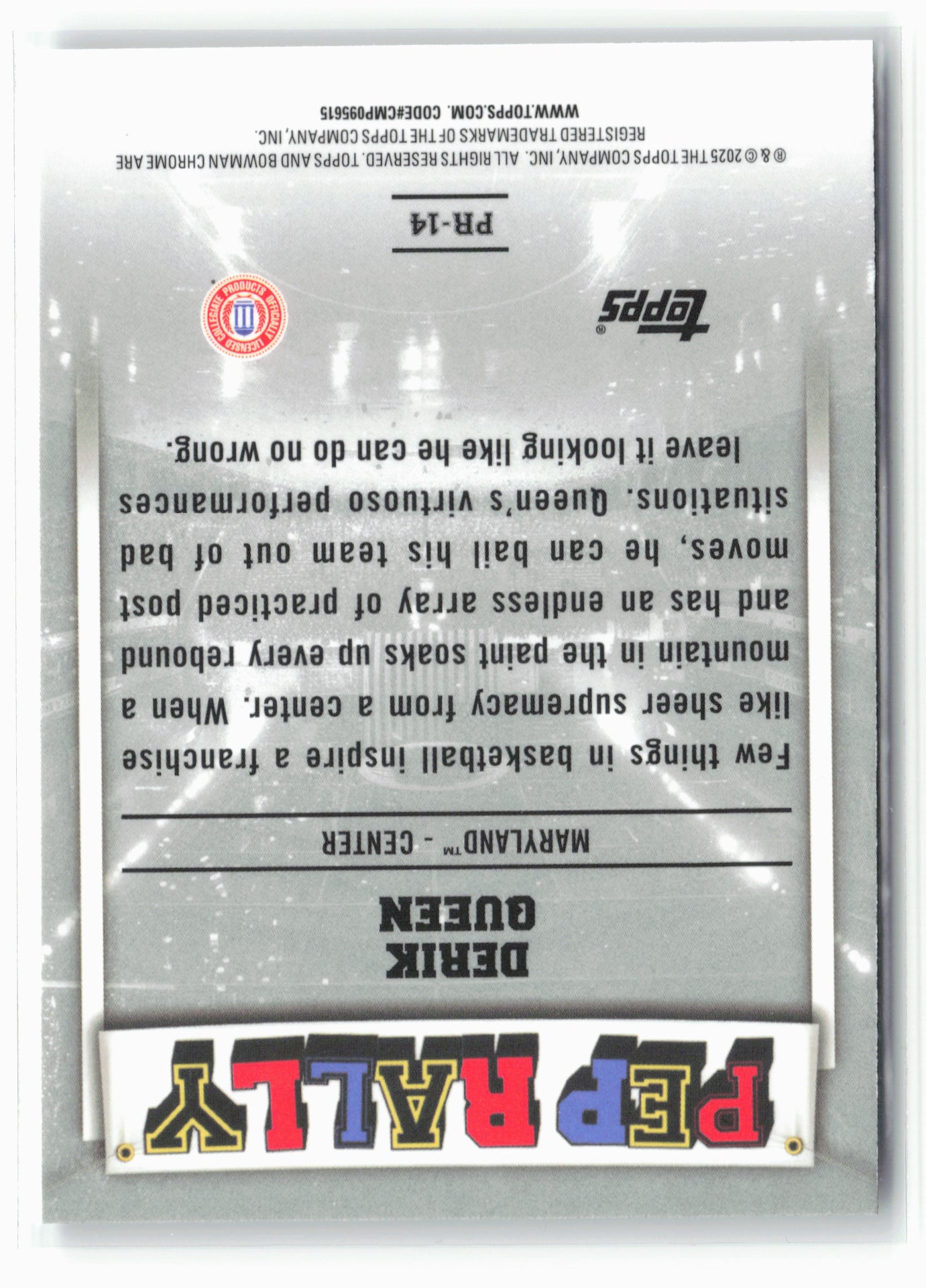 2024-25 Bowman University Chrome #PR-14 Derik Queen Pep Rally