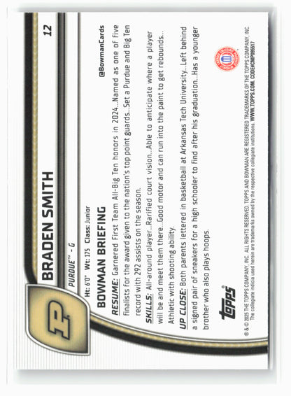 2024-25 Bowman University Chrome #12 Braden Smith