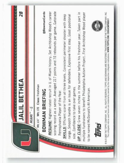 2024-25 Bowman University Chrome #28 Jalil Bethea