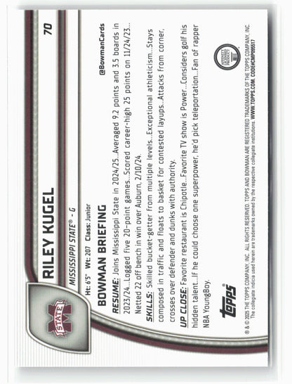 2024-25 Bowman University Chrome #70 Riley Kugel