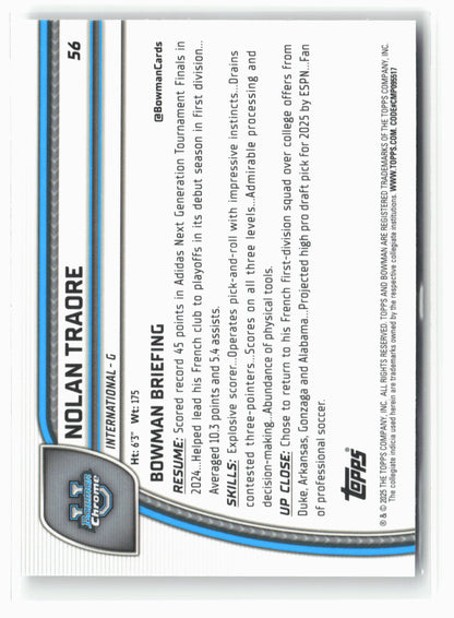 2024-25 Bowman University Chrome #56 Nolan Traore