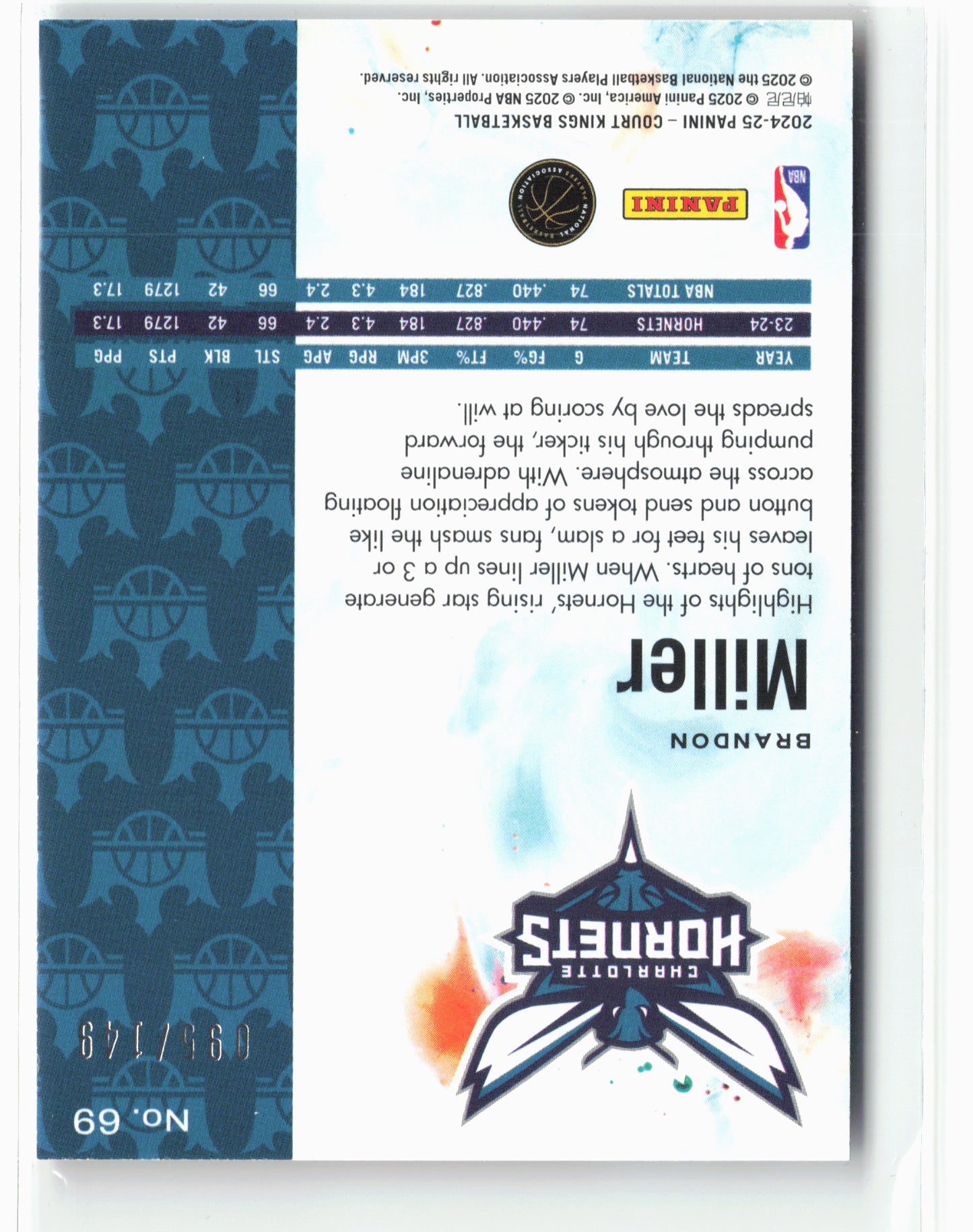 2024-25 Panini Court Kings #69 Brandon Miller Ruby #/149