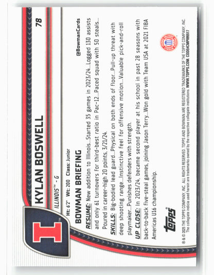 2024-25 Bowman University Chrome #78 Kylan Boswell