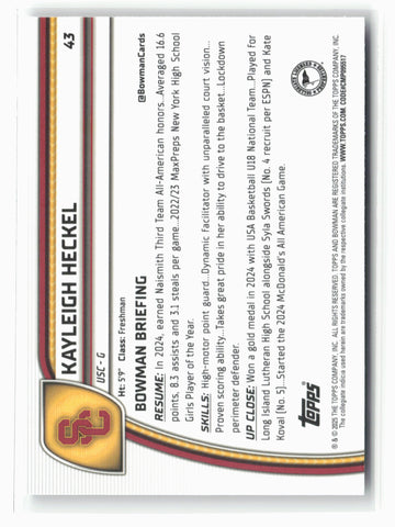 2024-25 Bowman University Chrome #43 Kayleigh Heckel