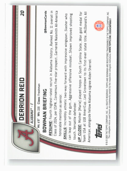 2024-25 Bowman University Chrome #20 Derrion Reid