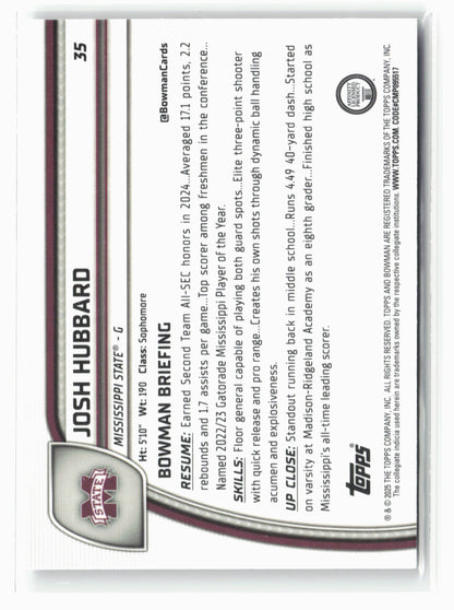 2024-25 Bowman University Chrome #35 Josh Hubbard