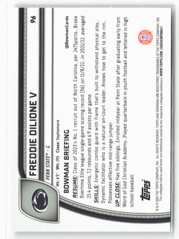 2024-25 Bowman University Chrome #96 Freddie Dilione