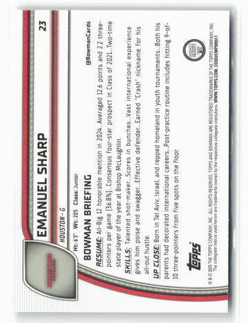 2024-25 Bowman University Chrome #23 Emanuel Sharp