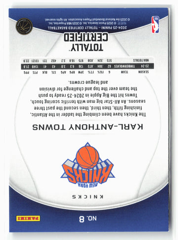 2024-25 Panini Totally Certified #8 Karl-Anthony Towns