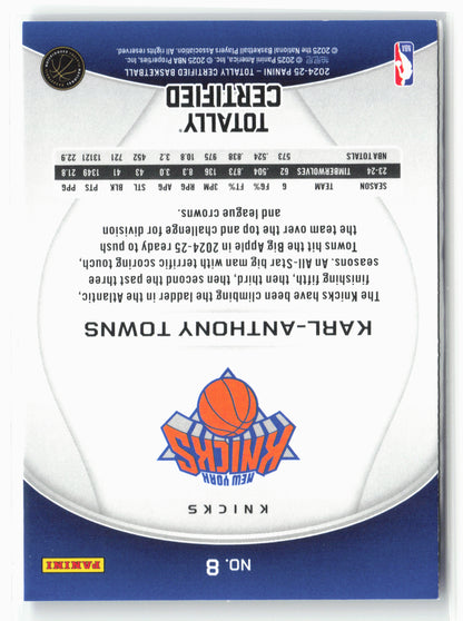 2024-25 Panini Totally Certified #8 Karl-Anthony Towns